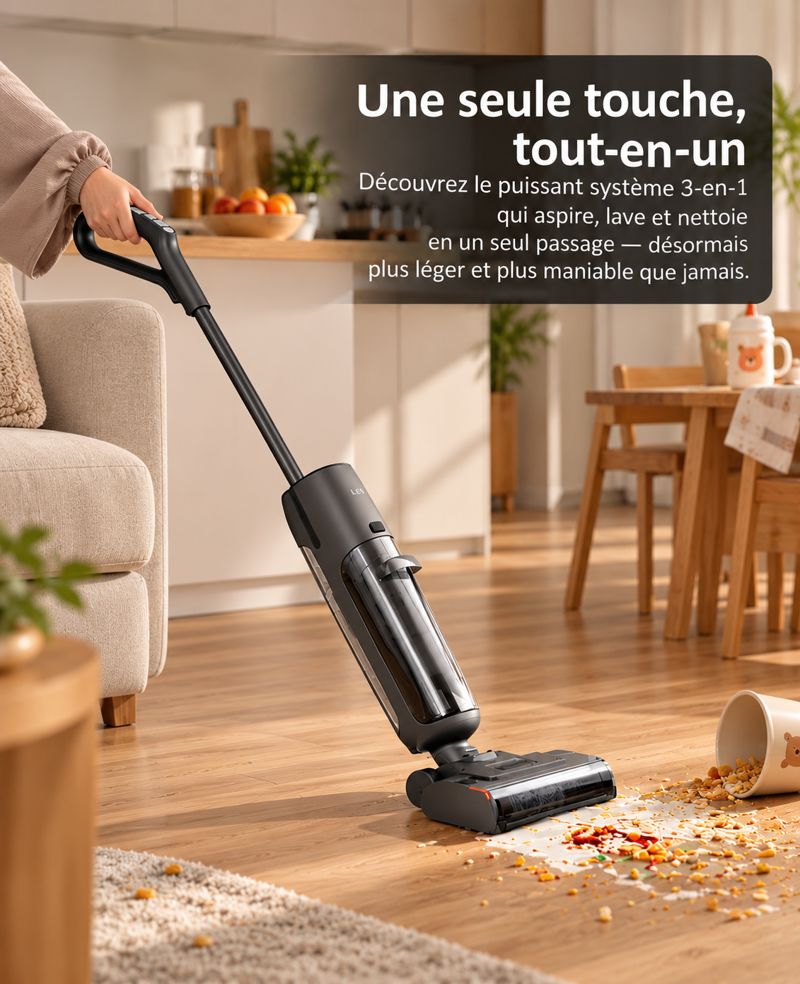 Aspirateur-laveur sans fil – Aspiration 7 000 Pa et autonettoyage